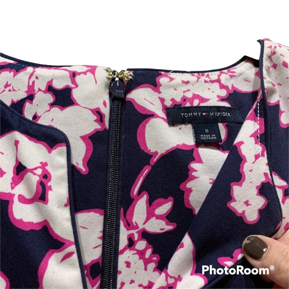 Tommy Hilfiger - Navy, Pink & White Floral Dress Size 0, EUC - Picture 2 of 14